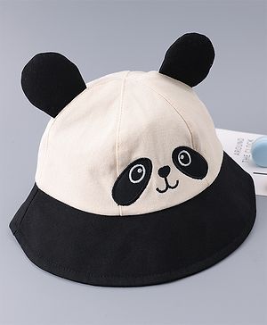 Babyhug Free Size Bucket Hat With Animal Print & Ear Applique - Black