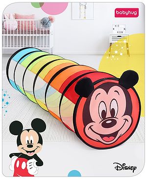Babyhug Disney Mickey Crawling Play Tunnel for Toddlers|Colourful Pop up Crawl thorugh| Foldable Tunnel for Kids 2+ Years|MultiColour