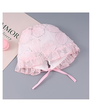 Babyhug Chiffon Bucket Hats with Sequin Applique - Light Pink