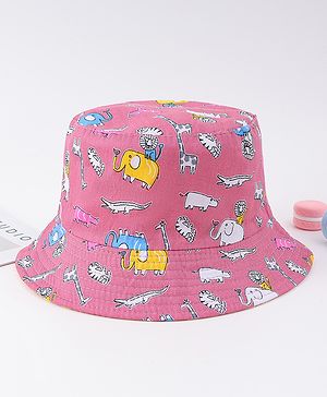 Babyhug Free Size Bucket Hat with Animal Print - Pink