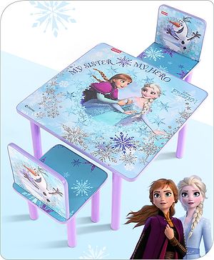 Babyhug Disney Frozen Multipurpose Study Table with 2 Chairs - Purple