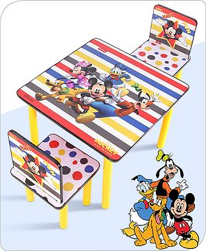 Babyhug Disney Mickey  Multipurpose Study Table with 2 Chairs - Yellow