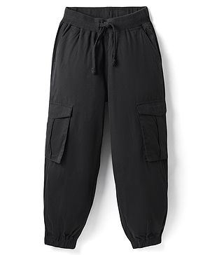 Pine Kids Cotton Elastane Woven Full Length Trouser With Cargo Pockets - Black