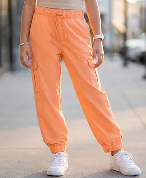 Pine Kids Cotton Elastane Knit Full
                              Length Trouser With Cargo Pockets -
                              Orange