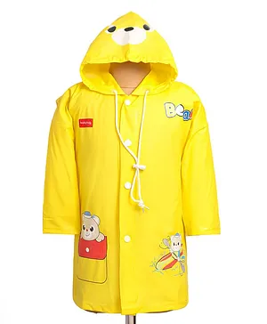 Babyhug Full Sleeves Below Knee
                              Length Raincoat With Bear Box Print -
                              Yellow