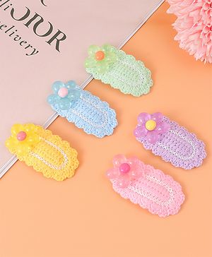 Babyhug Free Size Snap Clips With Floral Applique Pack of 5 - Multicolor
