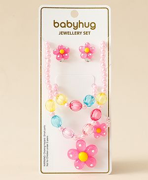 Babyhug Jewellery Set with Floral Motif Free Size - Pink