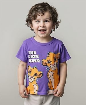 Babyhug Disney Single Jersey Knit Half Sleeve T-Shirt With Simba Graphic - Purple