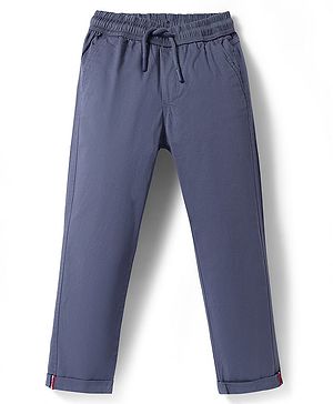 Pine Kids Cotton Woven Full Length  Solid Color Trouser - Grey