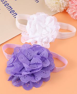 Babyhug Free Size Headbands With Floral Applique Pack Of 2 - Purple & White
