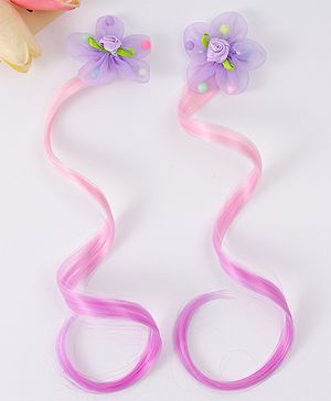 Babyhug Floral Applique Hair Extensions With Ombre Effect Purple