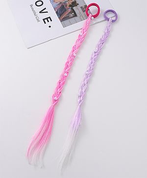 Pine Kids Free Size Braided Hair Extensions - Fuchsia & Purple
