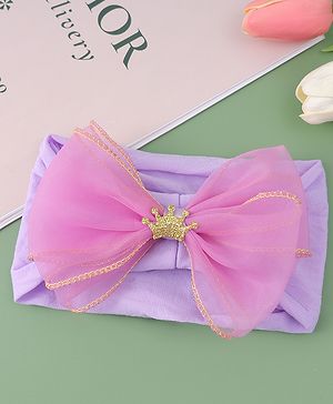 Babyhug Free Size Headband With Bow Applique - Purple