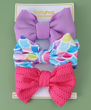 Babyhug Free Size Headbands With Bow Applique Pack Of 3 - Multicolour
