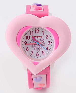 Babyhug Analog Watch With Heart Applique Free Size - Pink