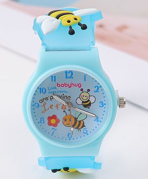 Babyhug Analog Watch With Honey Bee Applique Free Size - Blue
