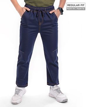 Pine Kids Denim Woven Full Length Washed Jeans - Navy Blue