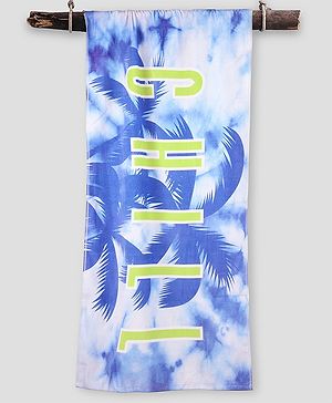 Pine Kids Terry Woven Towel With Beach Theme Print L 124 x B 64 cm - Blue