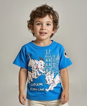 Babyhug Disney Single Jersey Knit Half Sleeves T-Shirt with 101 Dalmatian Graphic - Blue