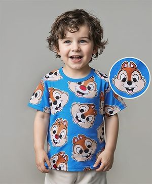 Babyhug Disney Single Jersey Knit Half Sleeves T-Shirt With Chip N Dale Print - Blue