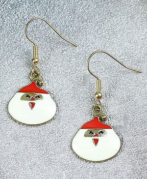 Asthetika Christmas Theme Santa Claus Detailed Earrings - White