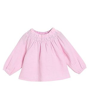 MINI KLUB Cotton Full Sleeves Solid Top - Pink