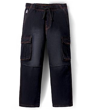 Pine Kids Full Length Washed Denim Jeans with Cargo Pocket - Black