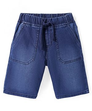 Pine Kids Woven Knee Length Solid Shorts - Navy Blue