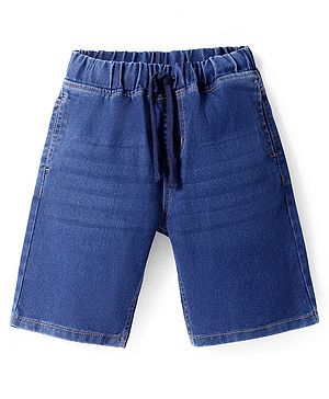 Pine Kids Woven Knee Length Solid Colour Shorts - Navy Blue