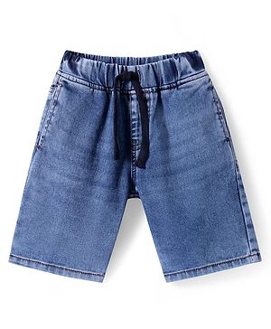 Pine Kids Woven Knee Length Solid Colour Shorts - Blue