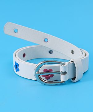 Babyhug Belt with Floral Applique - White