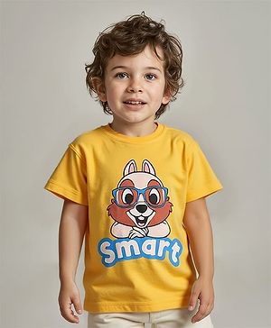 Babyhug Disney Single Jersey Knit Half Sleeves T-Shirt with Chip n Dale Graphic - Yellow