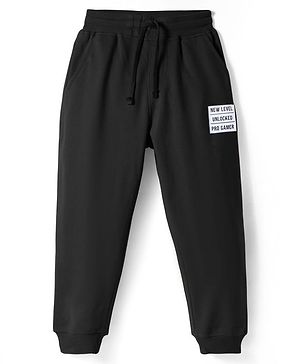 Pine Kids Knit Full Length Lounge Pant With Text Patch - Black
