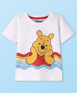 Babyhug Disney Single Jersey Knit Half Sleeves T-Shirt with Winnie the Pooh Graphics - White