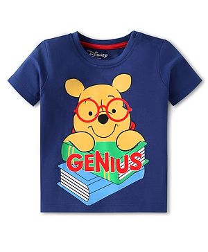 Babyhug Disney Single Jersey Knit Half Sleeves T-Shirt with Winnie the Pooh Graphic - Blue