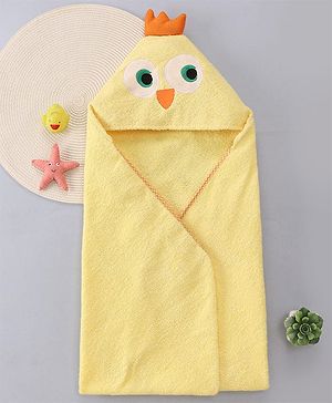 Babyhug Terry Woven Hooded Wrapper with Chick Applique L 73 x B 71 cm - Yellow