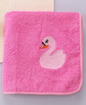 Babyhug Cotton Terry Woven Bath Towel With Duck Embroidery L 98 x B 48 cm - Pink