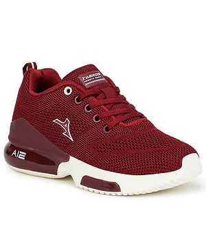 ABROS Mesh Detailed Colour Blocked Shoes - White & Maroon