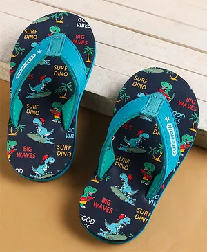 Cute Walk by Babyhug Slip on Flip Flops with
                      Dino Print - Navy Blue