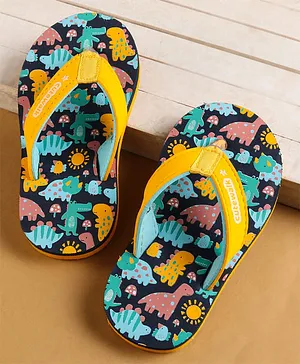 Cute Walk by Babyhug Slip on Flip Flops with
                      Dino Print - Yellow