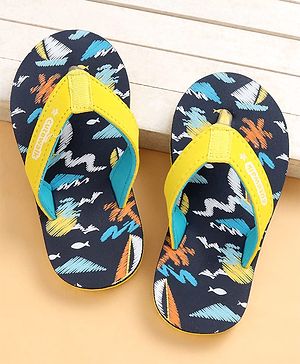 Cute Walk by Babyhug Slip On Flip Flops with Beach Theme Print - Navy Blue