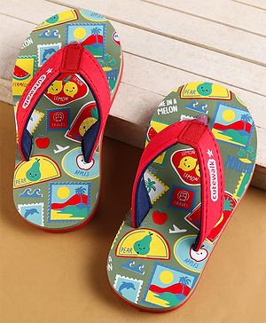 Cute Walk by Babyhug Slip on Flip Flops with Stamp Print - Red