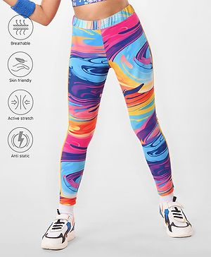 Pine Active Full Length Super Stretch Leggings - Blue & Purple