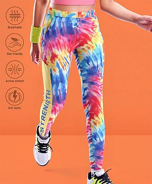 Pine Active Full Length Super Stretch Leggings - Yellow & Blue