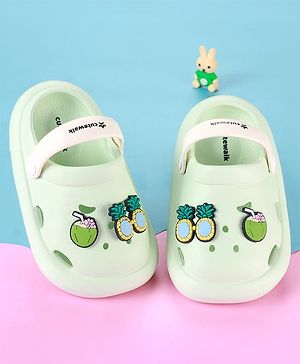 Cute Walk by Babyhug Clogs with Backstrap & Beach Theme Applique - Sea Green