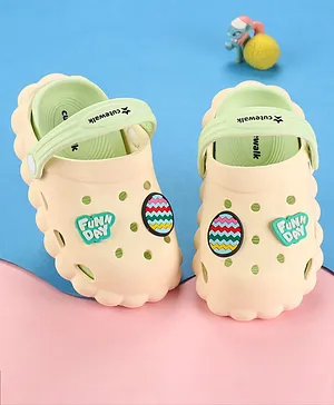 Cute Walk by Babyhug Clogs with Back Strap
                      & Text Applique - White