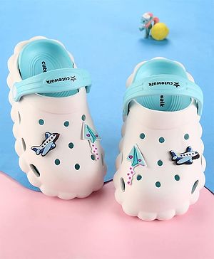 Cute Walk by Babyhug Clogs with Back Strap & Paper Plane Applique - Light Blue