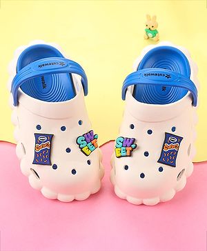 Cute Walk by Babyhug Clogs with Back Strap & Text Applique - Blue