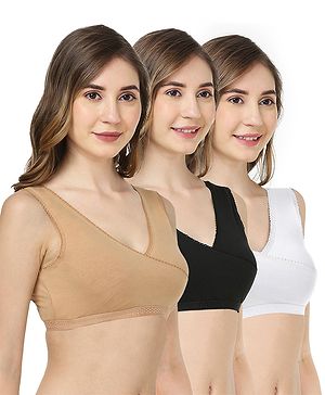 Bella Mama Cotton Blend Knit Sleep Bra wIth Eco Jiva Finish Pack of 3 (Colour May Vary)