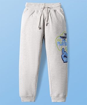 Pine Kids Knit Full Length Lounge Pant With Number One Player Print - Light Grey